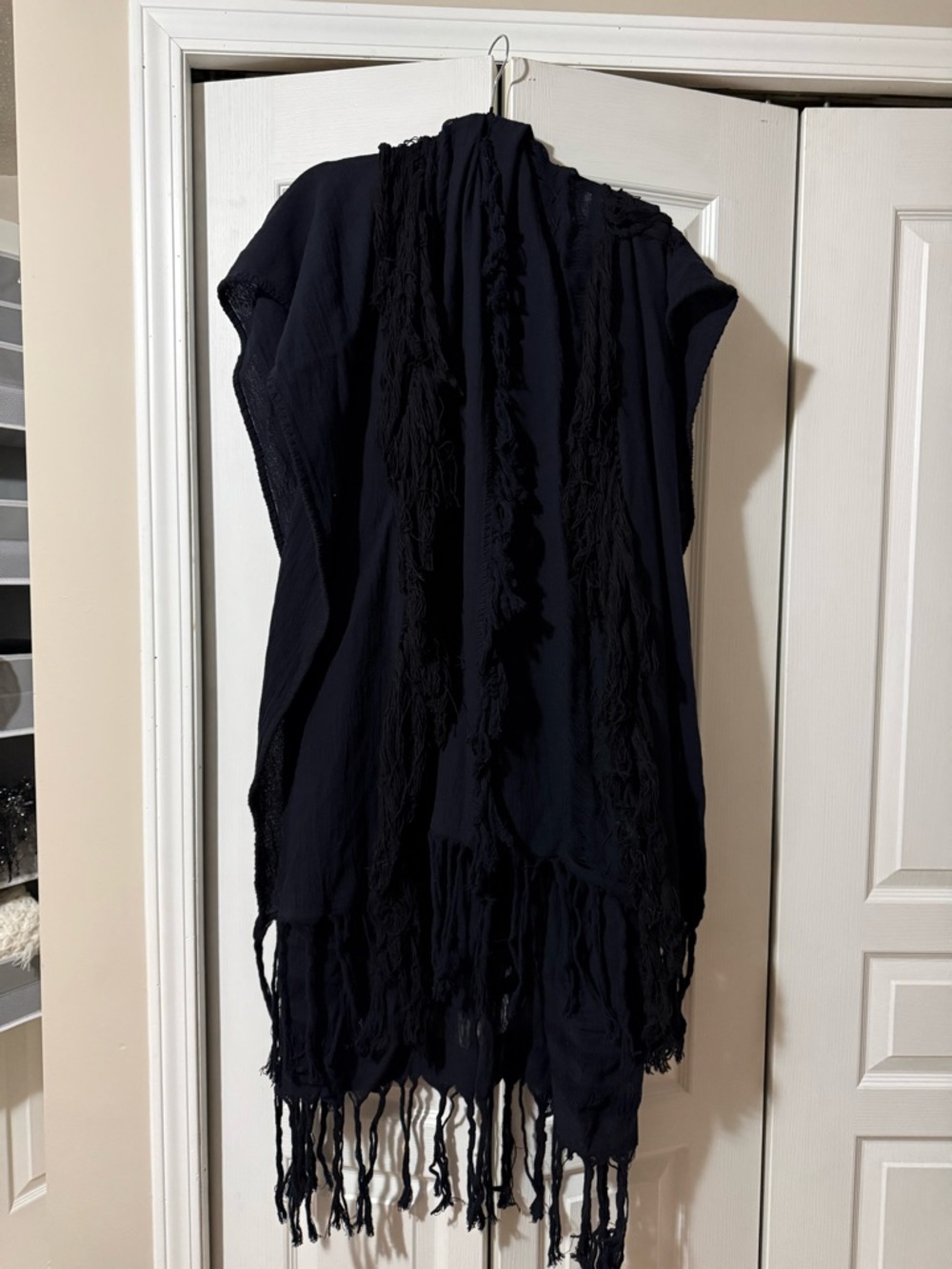 AYA Sacred Wear Black Boho Poncho Long Boho Cardigan Coverup Robe Handmade - Picture 10 of 16